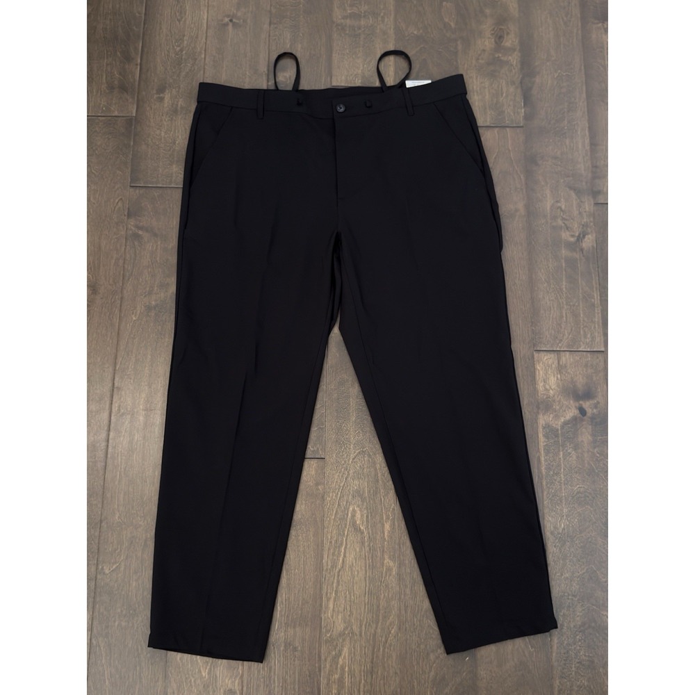 George Performance Black Dress Pants Flat Front Adjustable Waist Size 40X30